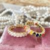 Dazzling Gold Oval Adjustable Ring With Colorful Rainbow Stones For Trendy Women's Summer Style