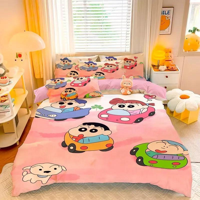 Мультяшный Кролик Шин-чан, Комплекты постельного белья из микрофибры, Детское постельное белье на молнии, Декор комнаты, Пододеяльник для подростков, взрослых