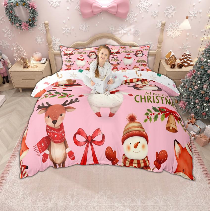 Homewish Кавайный Набор Пододеяльников с Пряничным Солдатом-Щелкунчиком Merry Xmas Санта-Клаус Постельное Белье Рождественская Елка Снеговик Чехол на Одеяло