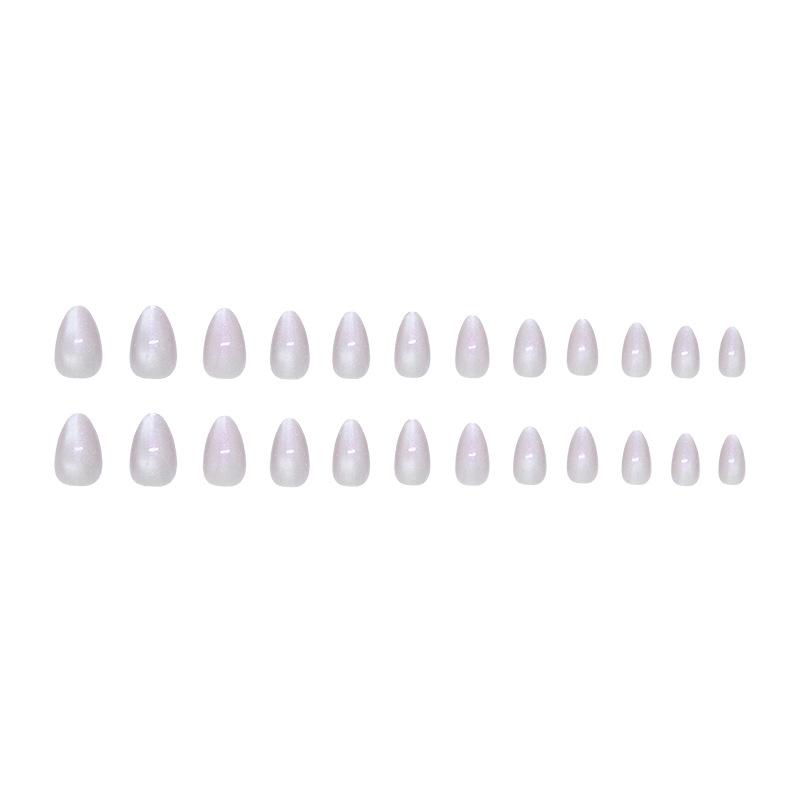 Cat's eye dream purple almond nail European style ins removable wearable armor 24 pieces press on nails