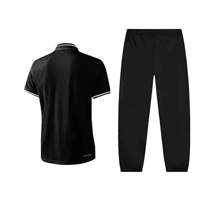 Li-Ning Однотонная Простая Модная Быстросохнущая Дышащая Впитывающая пот Удобная Универсальная Рубашка-поло С коротким рукавом Повседневный Спортивный Комплект YPLV047-3+AYKT415-1