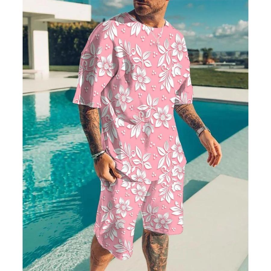 Новый летний 3D геометрический узор с принтом, повседневный походный спортивный мужской костюм, футболка с короткими рукавами + уличные шорты, комплект из двух предметов