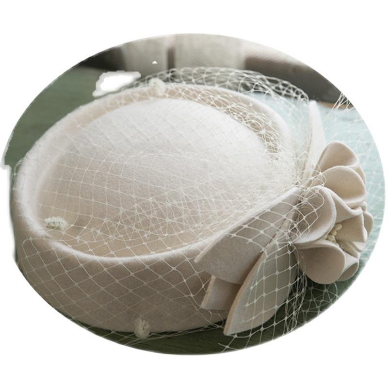 2022 Женская нерегулярная Кепка-таблетка, модные шляпы-клош, женский фетровый берет, вечерняя официальная шляпа-федора, церковная шляпа из 100% шерсти