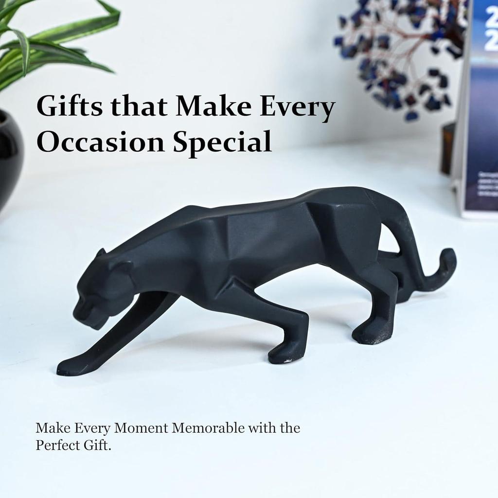 Современные геометрические фигурки черной пантеры и ягуара – уникальные скульптуры животных для домашнего декора, гостиной, спальни