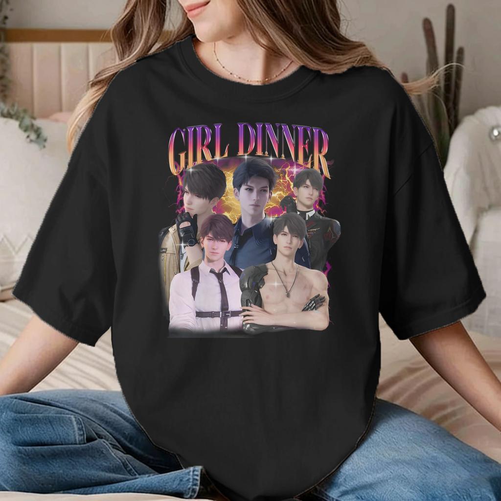 Funny Girl Dinner Caleb TShirts for Unisex Unisex Round Collar Cotton T Shirts Love and Deepspace Short Sleeve Tee Shirt