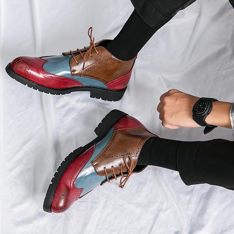 Роскошные мужские туфли на шнуровке, модные оксфорды, обувь для отдыха на природе, осенние дизайнерские мотоциклетные ботинки для мужчин, кожаные ботинки-броги для мужчин