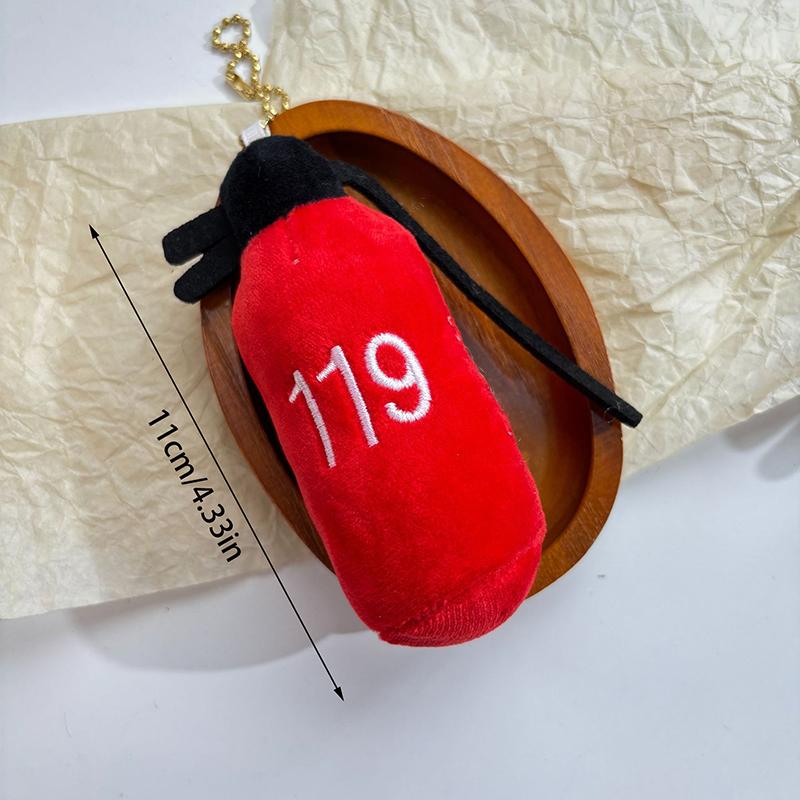 Креативный плюшевый брелок для ключей в виде огнетушителя, мультяшный огнетушитель, мягкая набивная кукла-подвеска, брелок для ключей от машины, декор для рюкзака