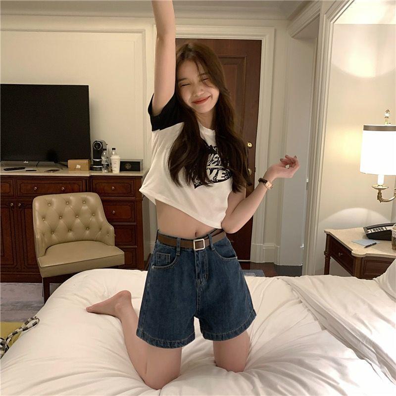 Summer 2026 High-Waist Retro A-Line Wide-Leg Jeans Shorts for Women