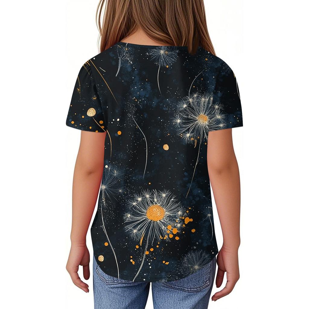 Детские футболки-поло Летнее пальто для отдыха с короткими рукавами Футболка с круглым воротником и принтом