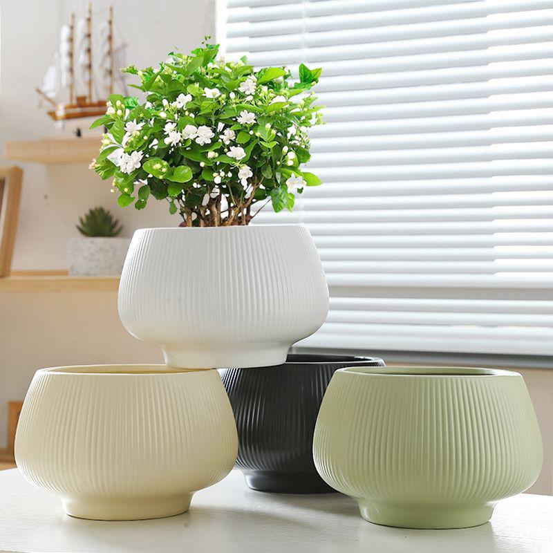 Ceramic Flower Pot with Tray for Orchids and Succulents