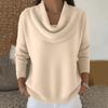 Women's Casual And Fashionable Round Neck Long Sleeved Knitted Solid Color Top Sweater