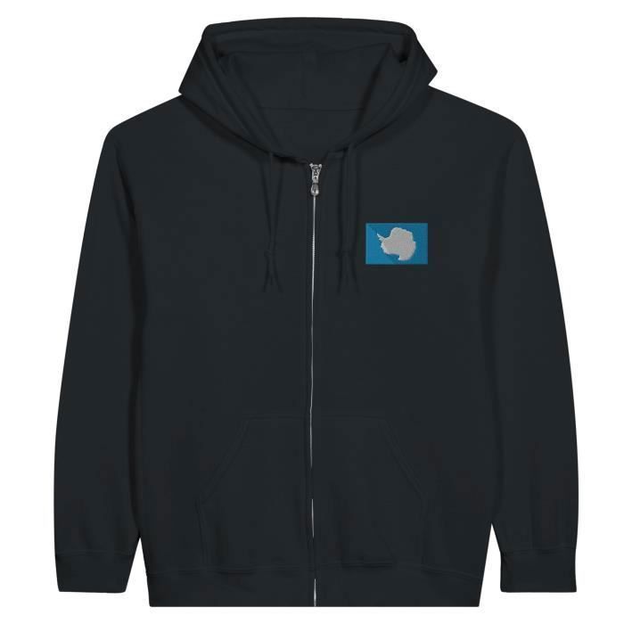 Sweat à capuche - Drapeau de l'Antarctique - Noir - Полиэстер-хлопок - Manches longues - Mixte