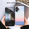 Темно-синяя морская вода Для iPhone 17 Air 16 E 15 Plus 14 Pro Max 13 12 mini 11 5 6 7 8 Plus XR XS Max SE Черный стеклянный чехол для телефона