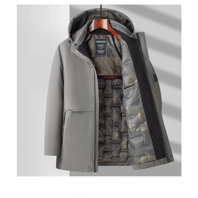 Мужское зимнее пальто средней длины, теплая куртка для папы, пальто, шапка, съемное длинное пальто