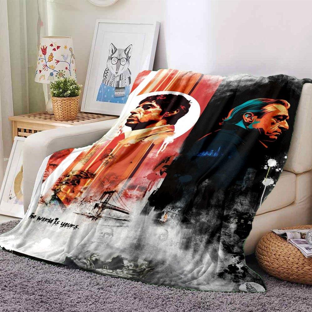 1pc Scarface-Inspired Flannel Blanket - Soft Cozy All-Season Throw for Bedroom, Sofa, Camping, Travel - Perfect Gift for Movie FansB97