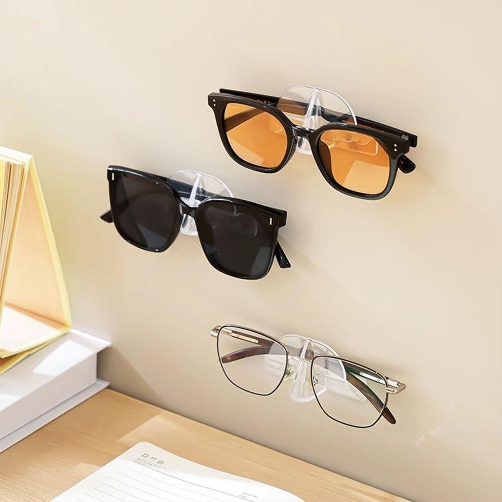10Pcs Clear Glasses Storage Rack Self Adhesive Glasses Wall Holder Glasses Display Holder for Home