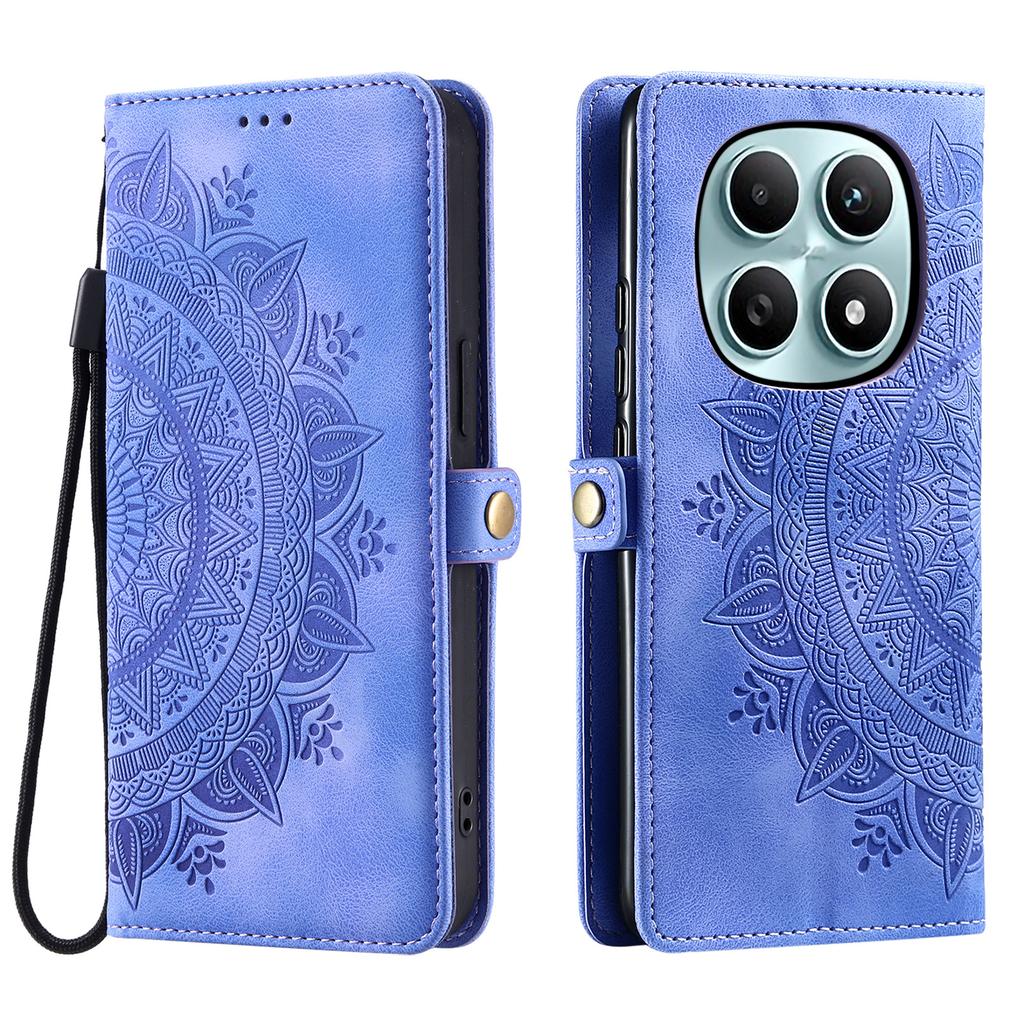 For Xiaomi Redmi Note 15 4G (Global) Case Skin Feel Totem Imprinted Wallet Leather Phone Cover with Hand Strap