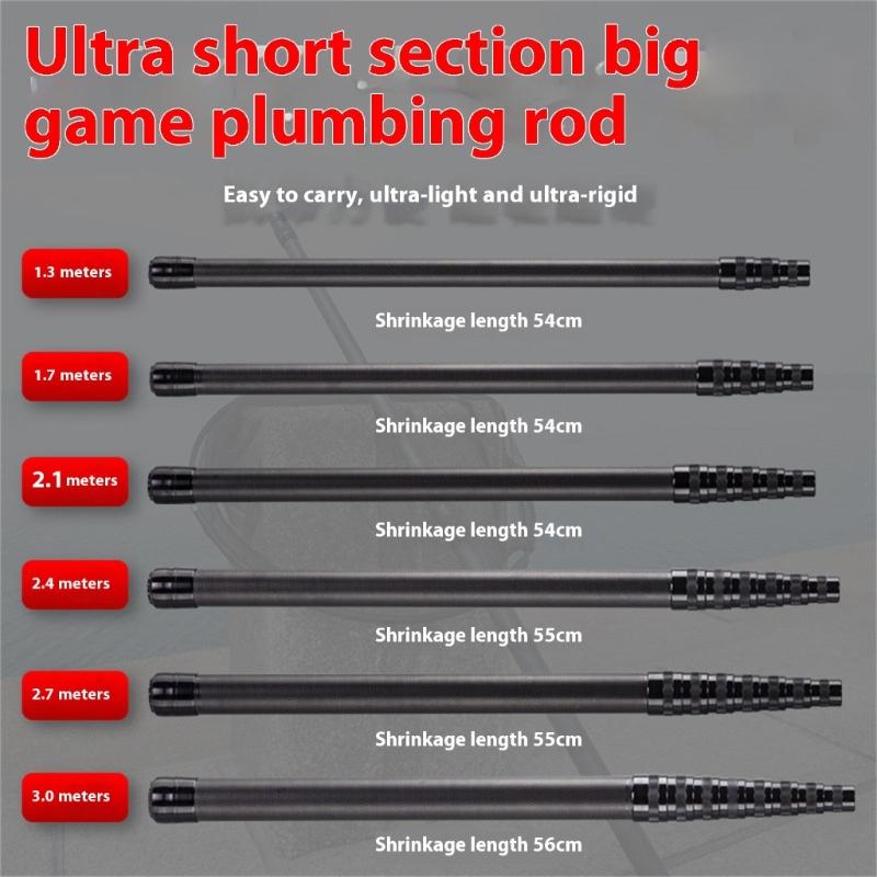 Углеродное волокно Рыболовная подсачек Удилище Рукоятка для рыбалки Удилища Длинная рыболовная сеть Телескопическая рукоятка Складные удилища Прочный