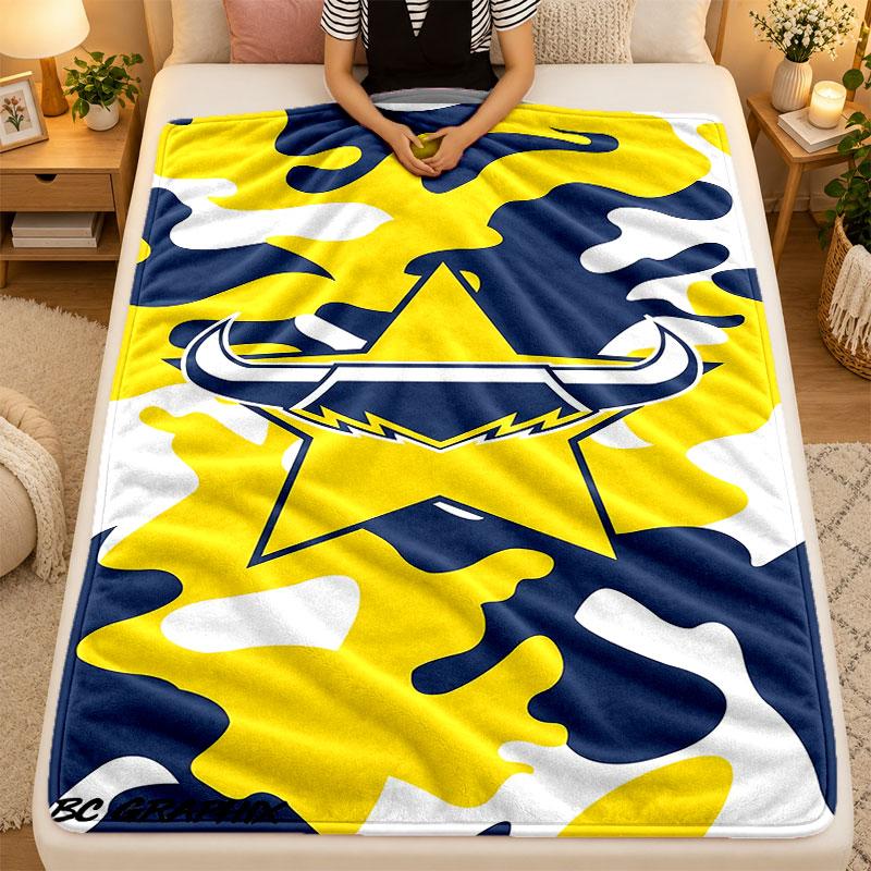 Flannel BlanketNorth Queensland Cowboys Warm Soft Throw Blanket for Indoor Sofa Bed Living Room Use