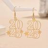 1 пара 2025 новогодних сережек с ажурными цифрами в форме звезд, серьги-крючки в стиле бохо, вечерние, банкетные, висячие серьги из металла для женщин