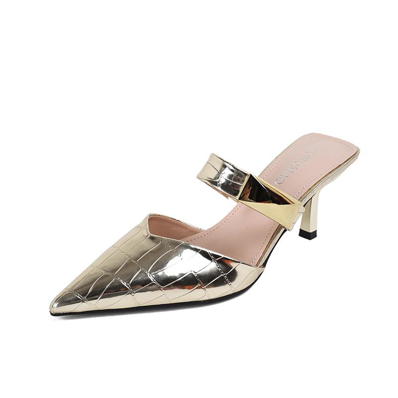 Pointed Half Slippers Women's Spring and Autumn 2025 New Versatile High Heels Stiletto Outer Wear Bag Head with Sandals