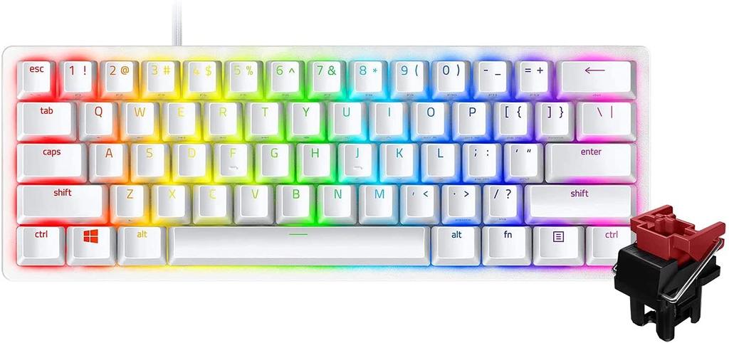 Razer Huntsman Mini Small Gaming Keyboard Mercury White Линейный оптический переключатель Английская раскладка (США) Оптический переключатель Сверхвысокая скорость работы