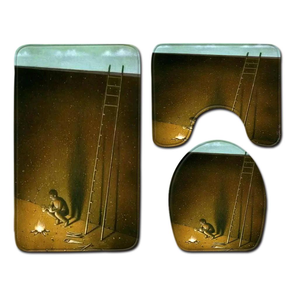 Философский смысл Коврик для пола в ванной Комнатный ковер из трех частей Набор ковриков для туалета Придверный коврик Нескользящий коврик для ванной