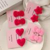 2pcs Sweet Velvet Bow Star Hairpin Women Girls Korean Style Love Heart Hair Clip Barrettes Side Clip Headwear Hair Accessories