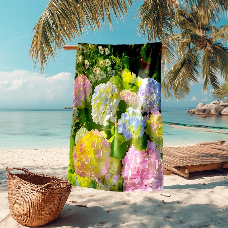Elegant Pink Roses Garden Art Soft Beach Towel Outdoor Camping Vacation Swimming Beach Towel Outdoor Absorbent Bath Towel Blanket A5
