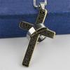 Men Stainless Steel Prayer Cross Ring Pendant Ball Chain Punk Necklace Jewelry