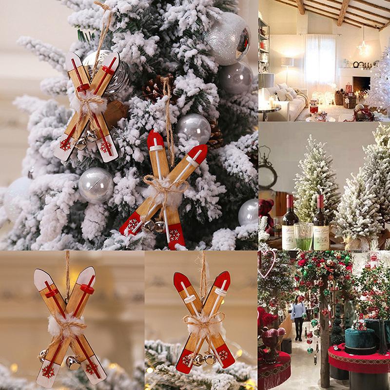 Мини деревянные лыжи доска товары для рукоделия Новый год Рождество подвесные подвески сани рождественская елка домашний декор подарок
