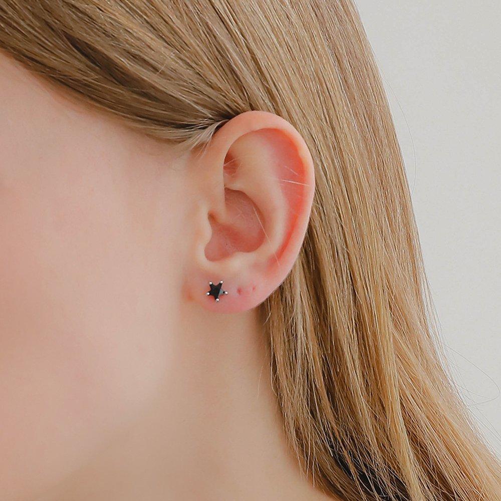 J.Lauren Star-Shaped Cubic Silver Earrings M03723