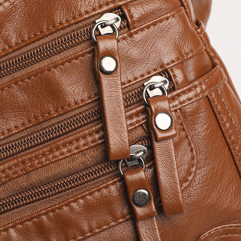 Женская сумка с несколькими карманами, мягкая кожаная сумка через плечо для мам среднего возраста