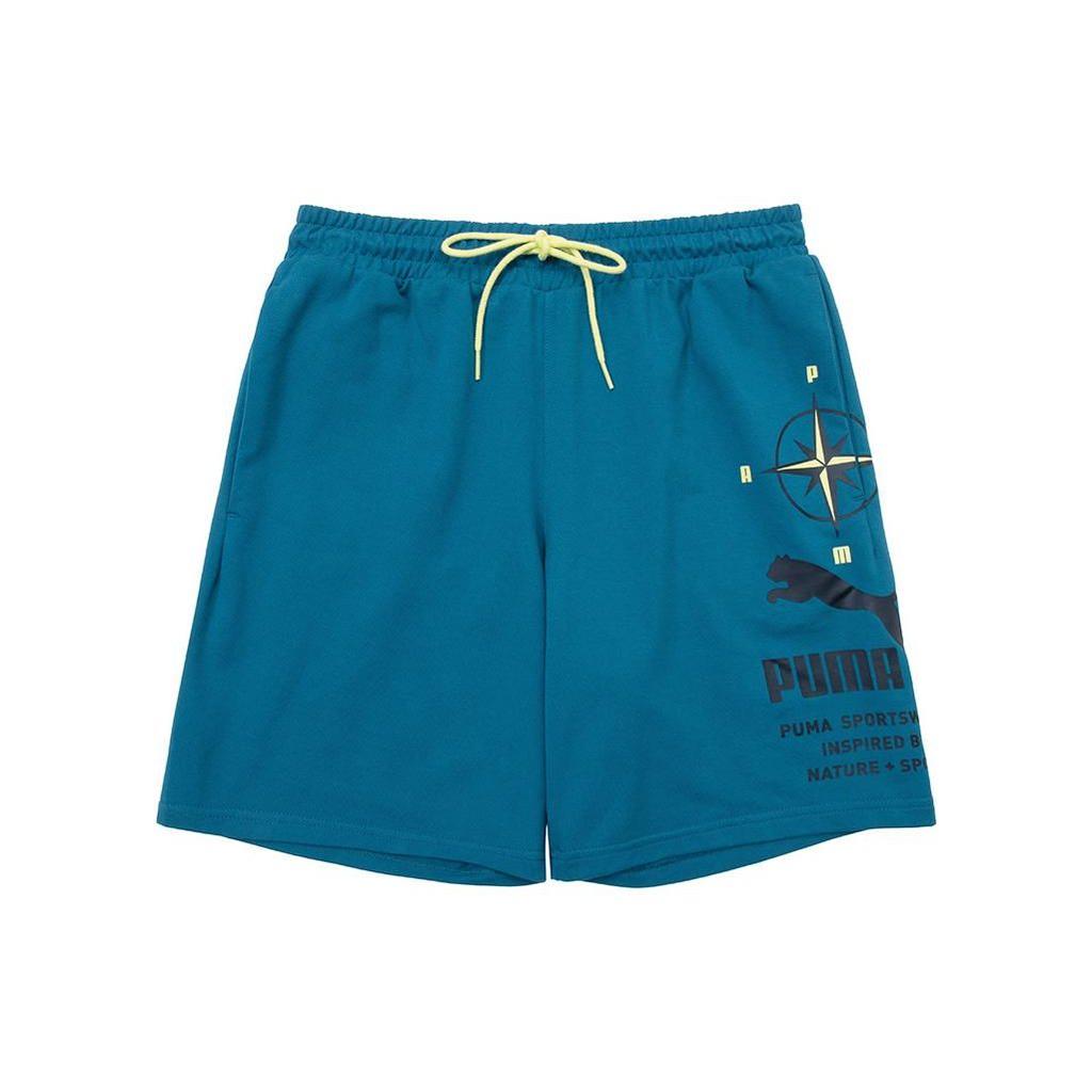 Puma Логотип с принтом, эластичной талией, повседневные шорты с буквами, мужские шорты синего цвета 536943-44