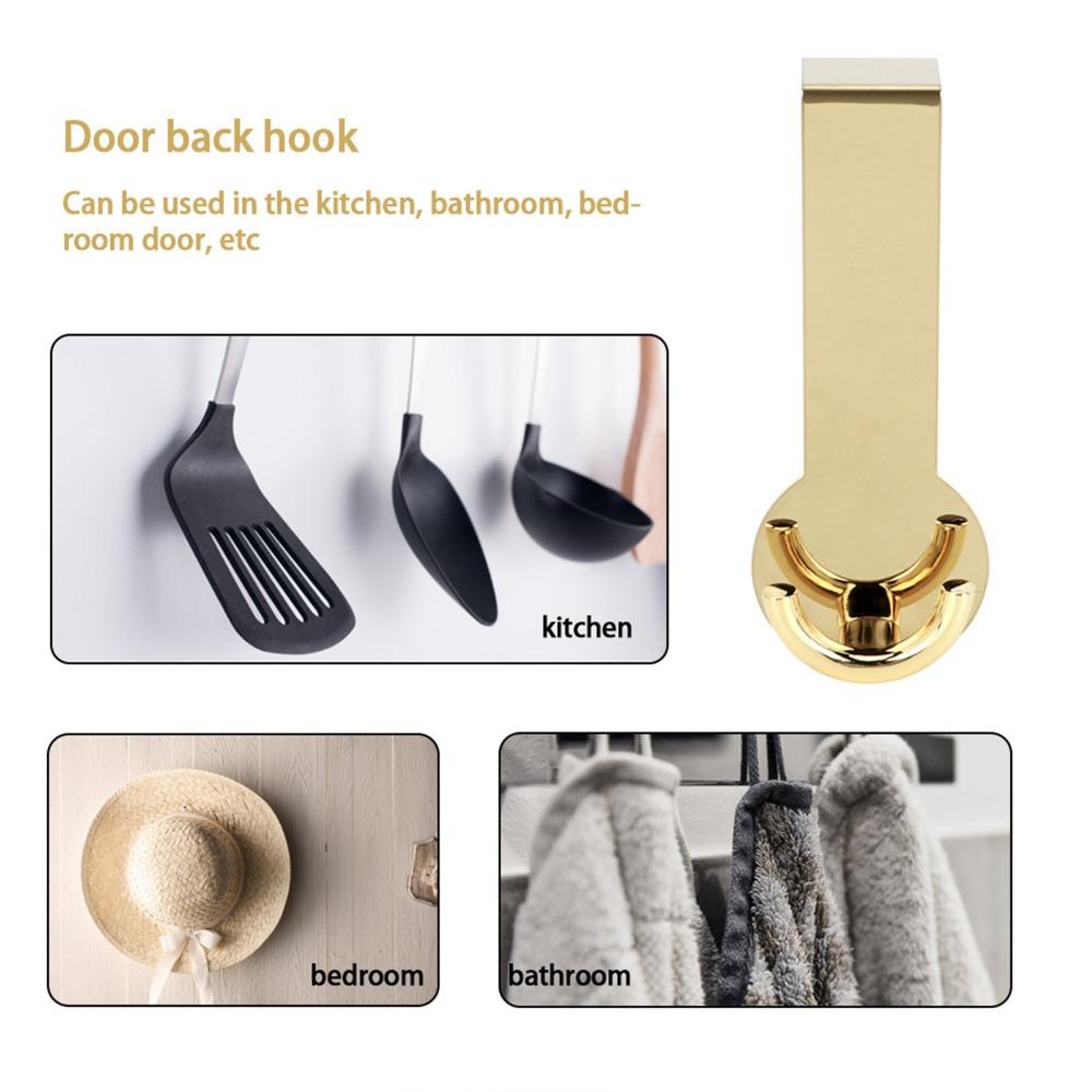 2pcs Gold/Black Door Hanger Fits 1.18in Thick Drawer Hook Heavy Duty Rack For Clothes Bag Organizer