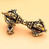 1Pc Vintage Brass Tibetan Handcraft Buddhist Copper Five Shares Dorje Vajra Pestle Key Ornaments Home Desk Decoration