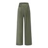 Summer Cotton Linen Wide Leg Pants Women Loose Palazzo Pant Pocket Elastic Waist Button Casual Pants
