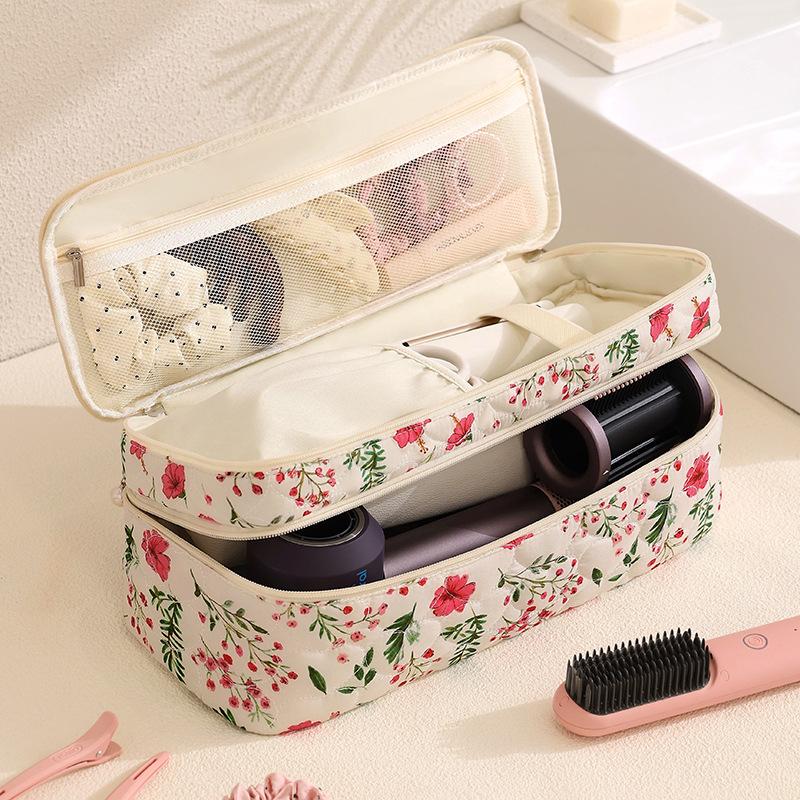 Double-Layer Hair Dryer Storage Bag Portable Large Capacity Dustproof Curler Makeup Bag With Handle Carrying Case For Travel