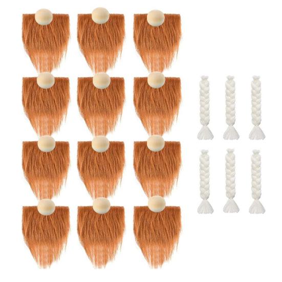 Набор из 18 бород и кос для кукол-гномов своими руками, бороды из искусственного меха с носом-шариком из дерева, украшения своими руками, товары для творчества на Рождество, кукла-гном