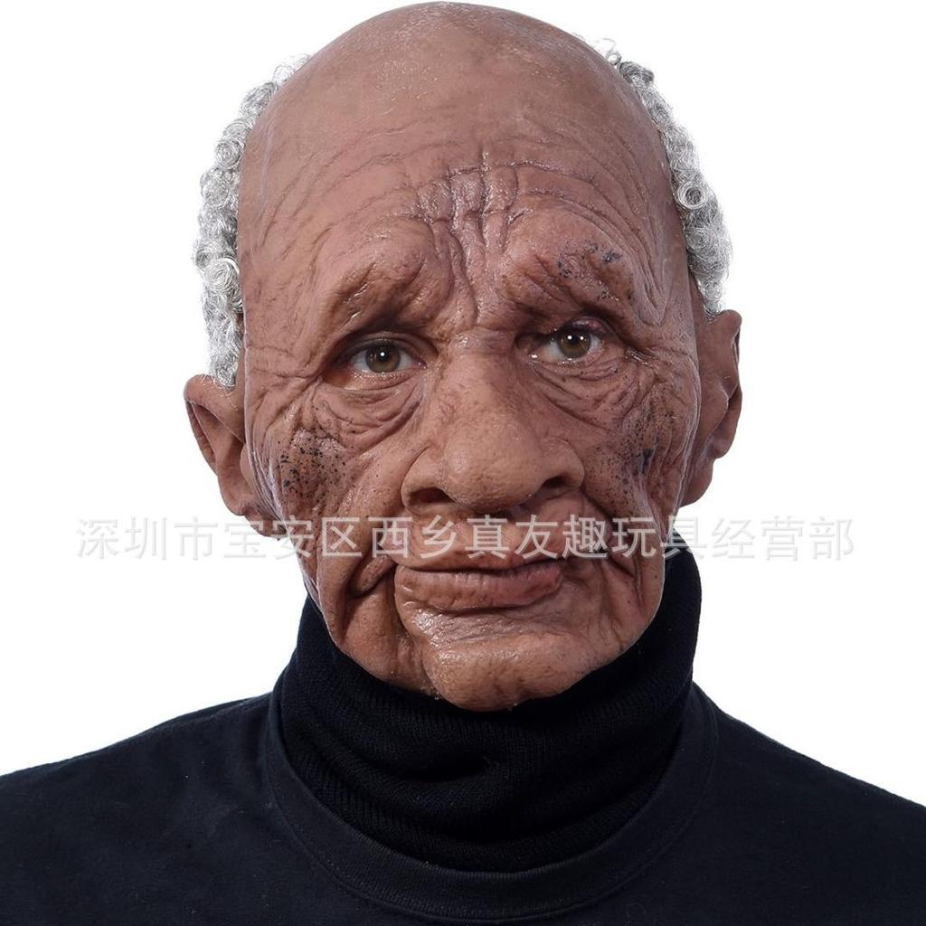 Old Man William Headgear, Old Lady Headgear, Wig, Elderly Mask, Halloween Imitation Human Latex Mask