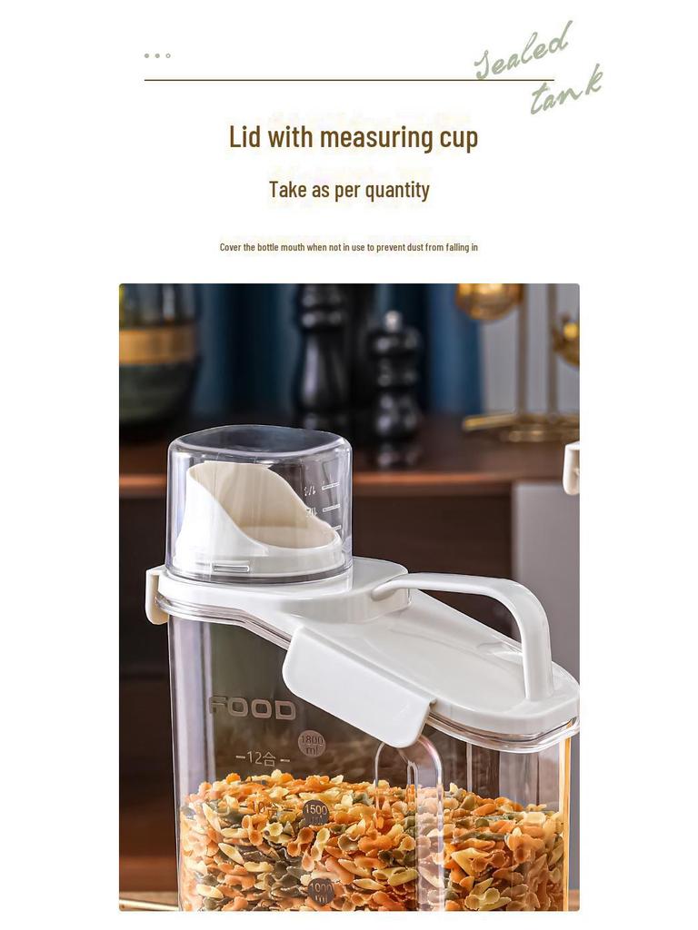 Large Transparent Kitchen Grain Jar: Moisture-Proof, Airtight Storage Container for Rice and Other Dry Goods
