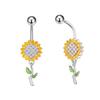 Sunflower Zircon Navel Ring Butterfly Heart Belly Button Ring Vintage Body Piercing Jewelry  Girl