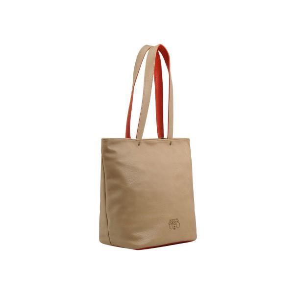 Sac Cabas - Le temps des Cerises - Elegance 2 - Taupe/Mandarine - PU - 2 anses