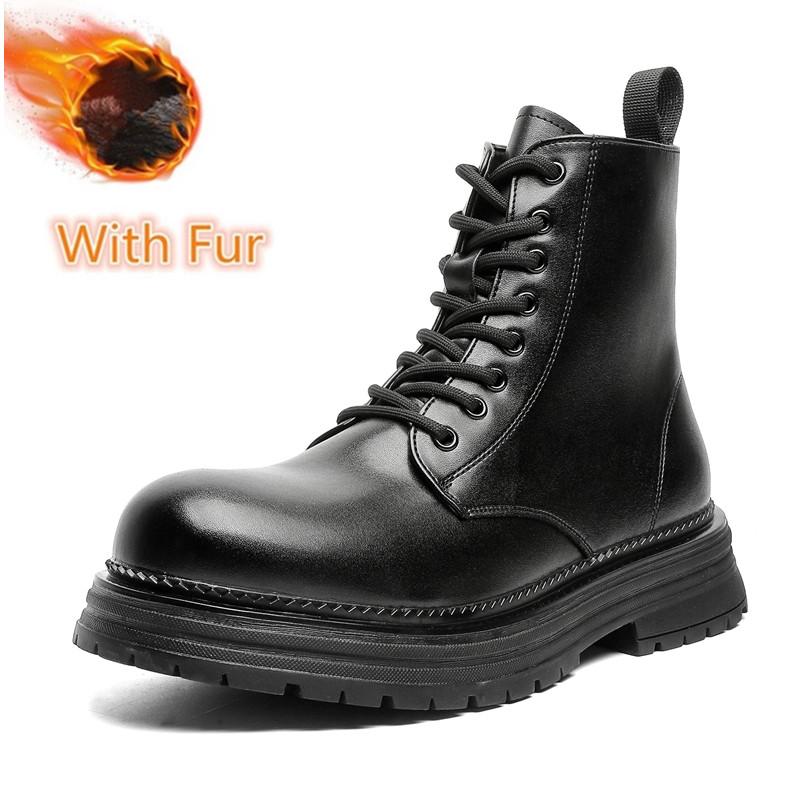 Мужские туфли на шнуровке, кожаные модные высокие туфли, мужские мотоциклетные ботинки ручной работы, роскошные брендовые мужские зимние плюшевые ботинки для снега