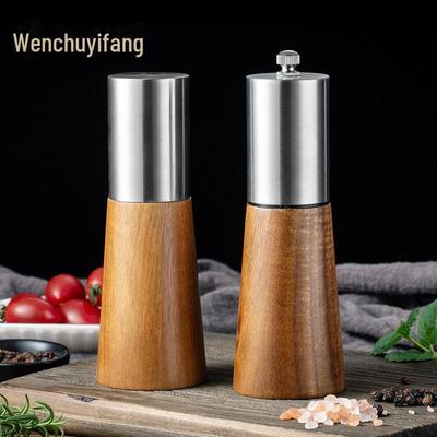 Набор из нержавеющей стали и дерева: перечница и солонка с керамическим сердечником
