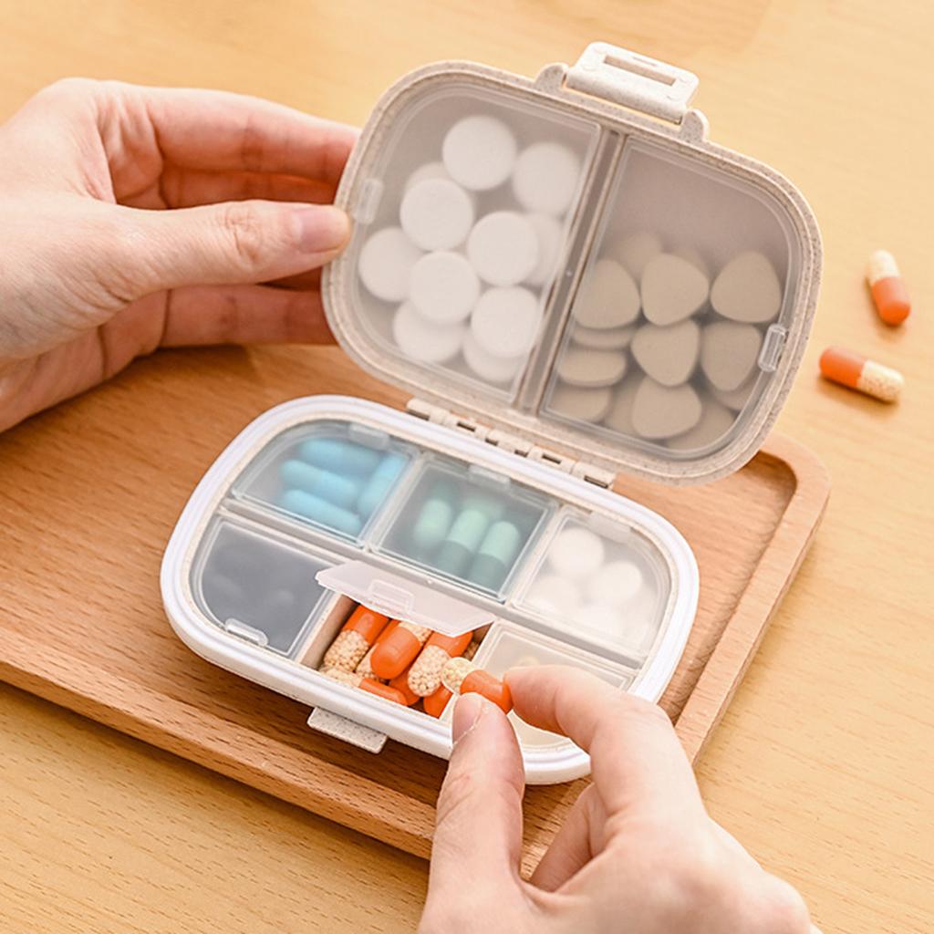 1pc Portable Moisture-Proof 8-Compartment Pill Box, Weekly Pill Organizer, Medicine Container