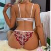Женский сексуальный кружевной цветочный комплект бюстгальтера Однослойный бюстгальтер на косточках Стринги Бикини Комплект нижнего белья