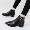 Retro Platform Zipper Pointed Women's Ankle Boots Designer Casual Frosted Ladies Shoes Fashion PU Leather Winter Boots for Woman