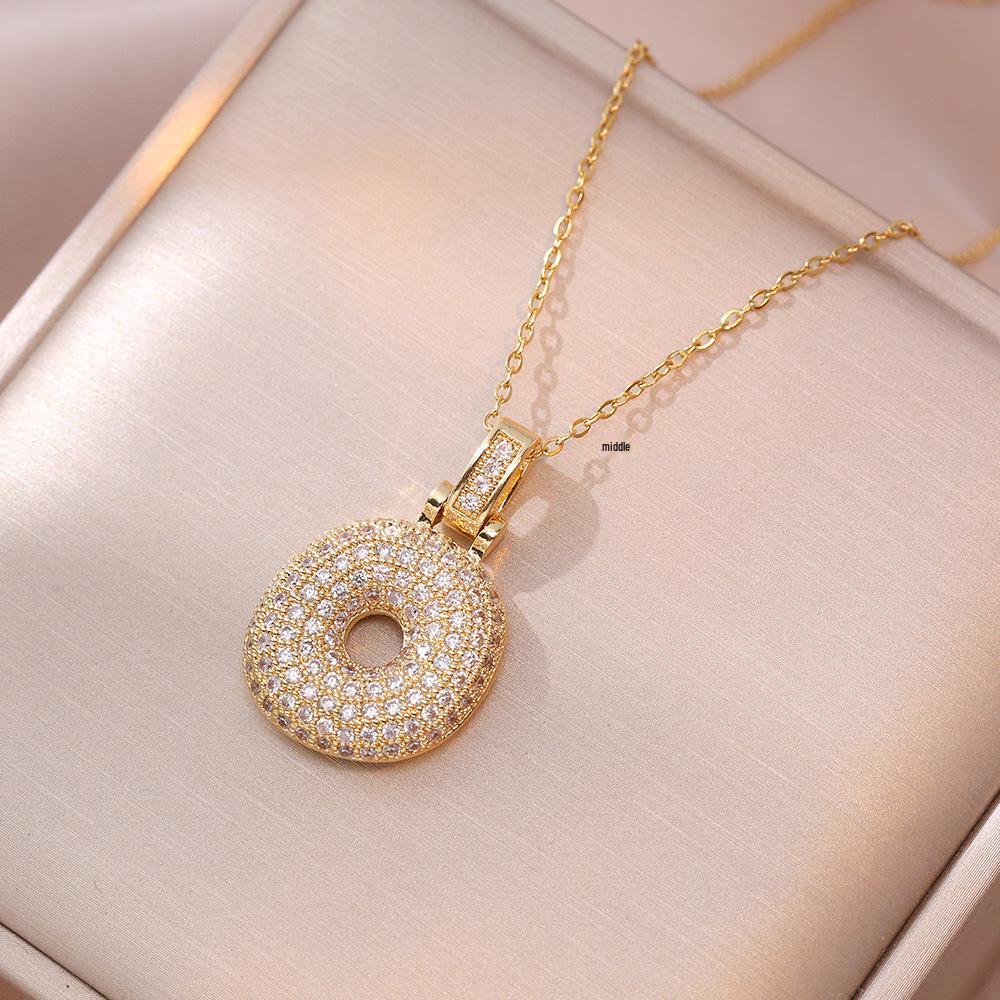Женское ожерелье в европейском и американском стиле из меди и циркония с инициалом - Модная ключичная цепочка