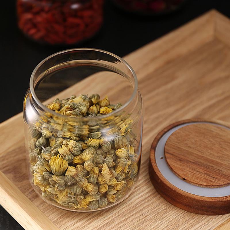 1 шт. стеклянная банка для хранения на кухне с деревянной крышкой, банка для хранения продуктов из боросиликатного стекла, банка для сахара, специй, стеклянная канистра, контейнер для хранения продуктов